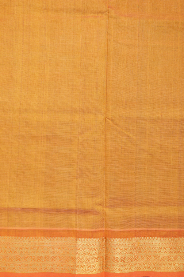 Silk Cotton Saree In Dark Green With Stripes Design