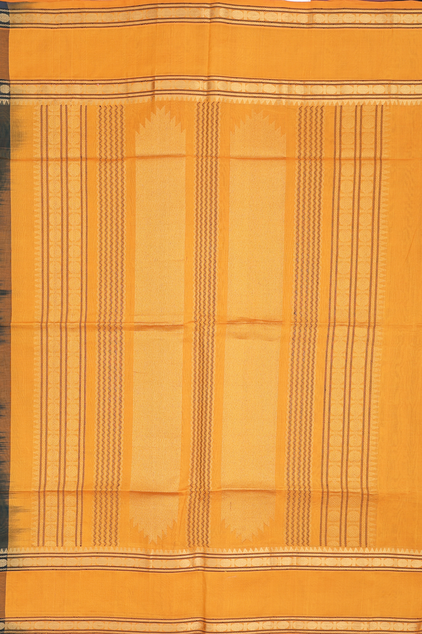 Silk Cotton Saree In Bottle Green With Threadwork Buttas