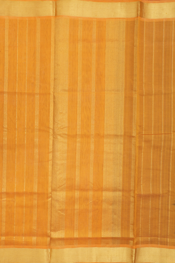 Silk Cotton Saree In Dark Oak Brown With Rudraksh Buttas