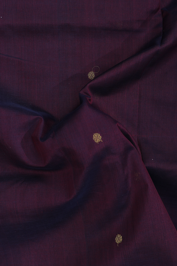 Silk Cotton Saree In Dark Oak Brown With Rudraksh Buttas