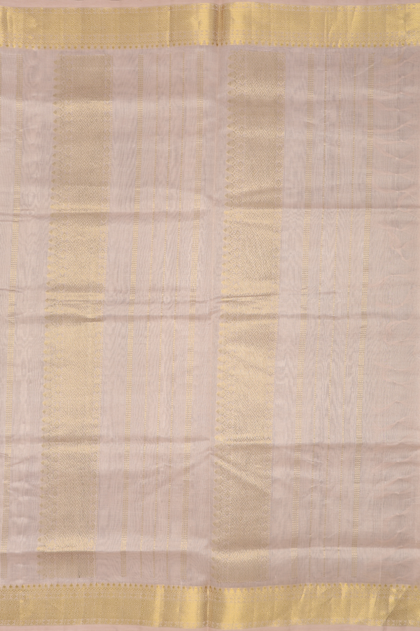 Silk Cotton Saree In Dark Oak Brown With Zari Border