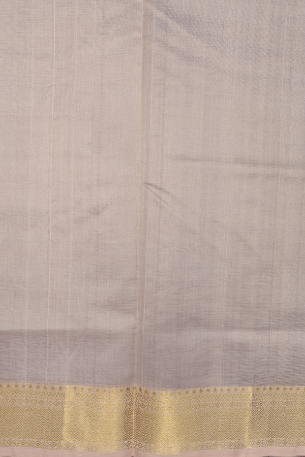 Silk Cotton Saree In Dark Oak Brown With Zari Border