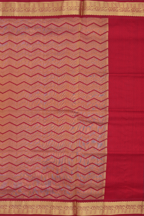 Silk Cotton Saree In Dual Tone With Chevron Design