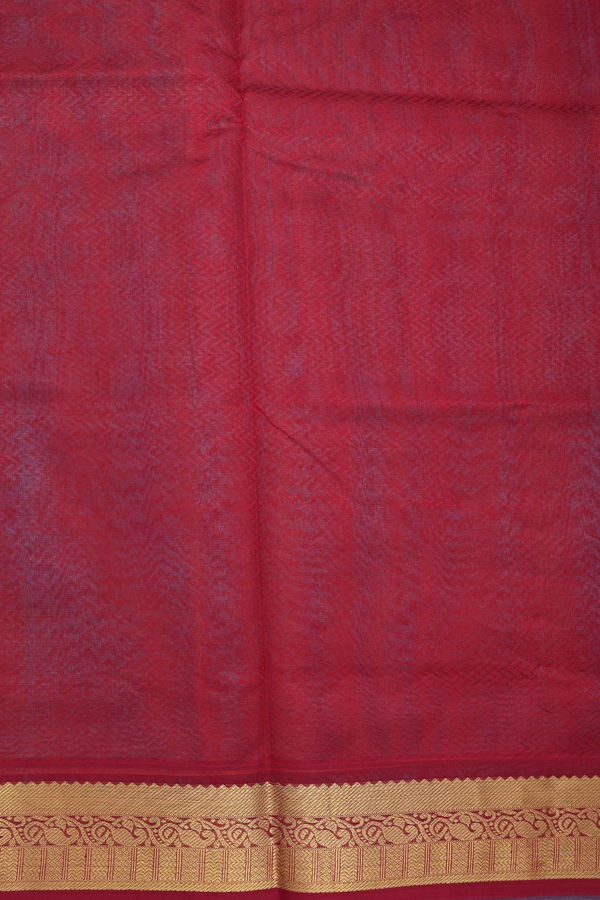 Silk Cotton Saree In Dual Tone With Chevron Design