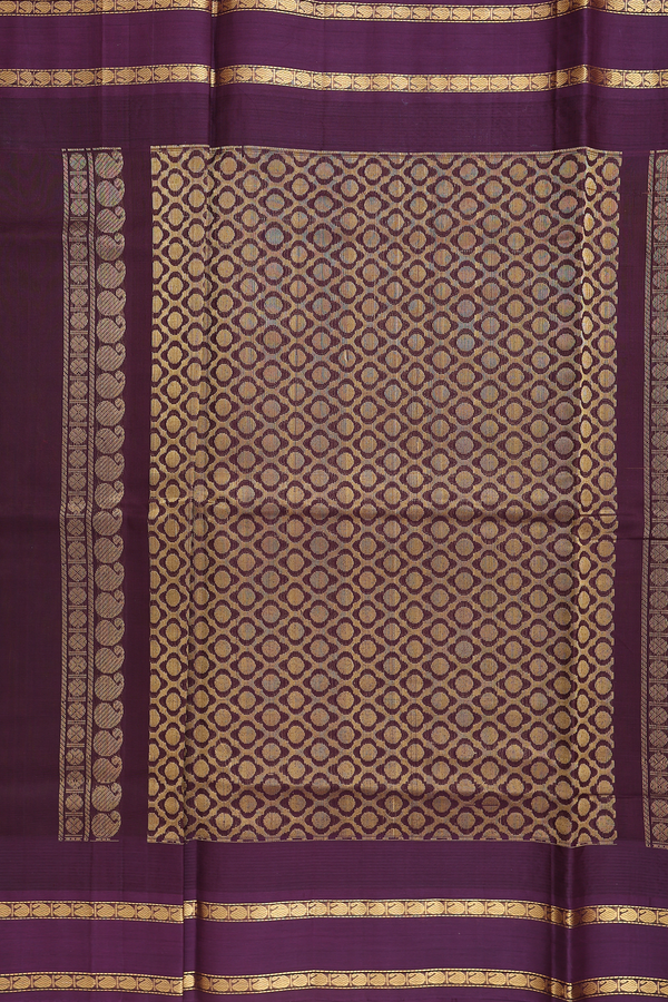 Silk Cotton Saree In Dual Tone With Contrast Border