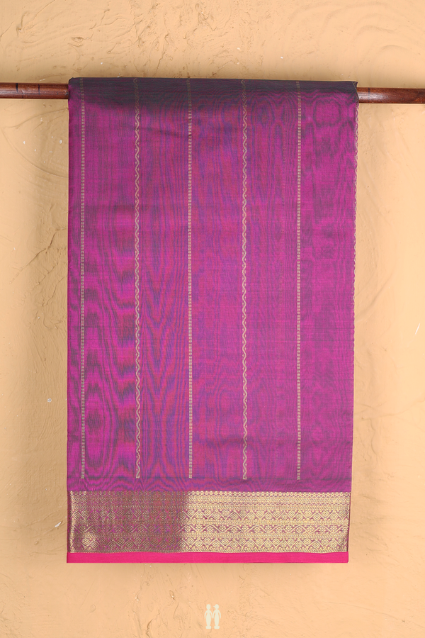Silk Cotton Saree In Dual Tone With Stripes Design