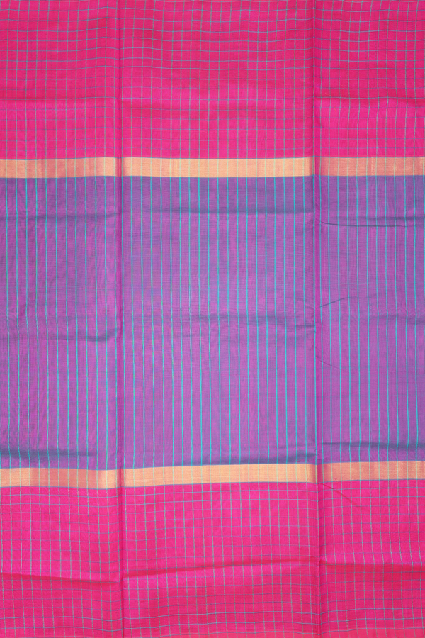 Silk Cotton Saree In Dual Tone With Stripes Design