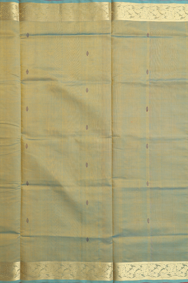 Silk Cotton Saree In Dual Tone With Threadwork Buttas