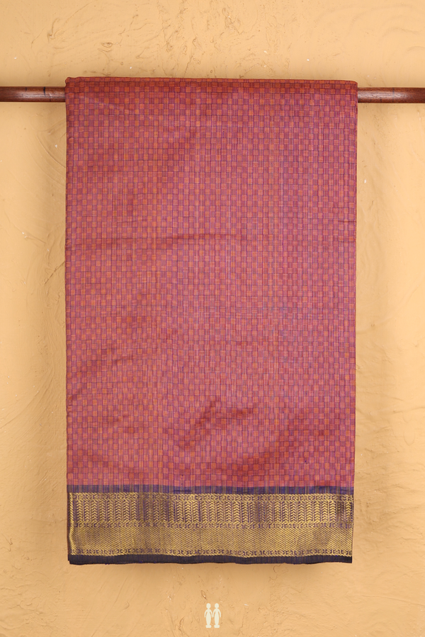 Silk Cotton Saree In Dusty Red With Paai Madippu Kattai