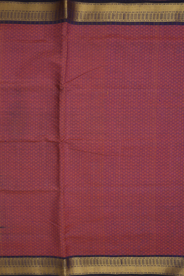Silk Cotton Saree In Dusty Red With Paai Madippu Kattai