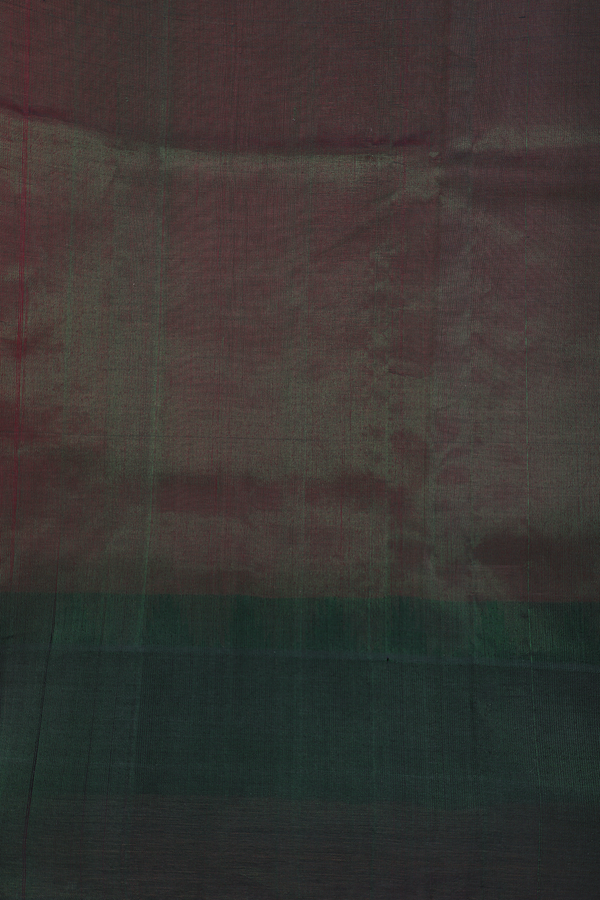 Silk Cotton Saree In Dusty Red With Temple Border