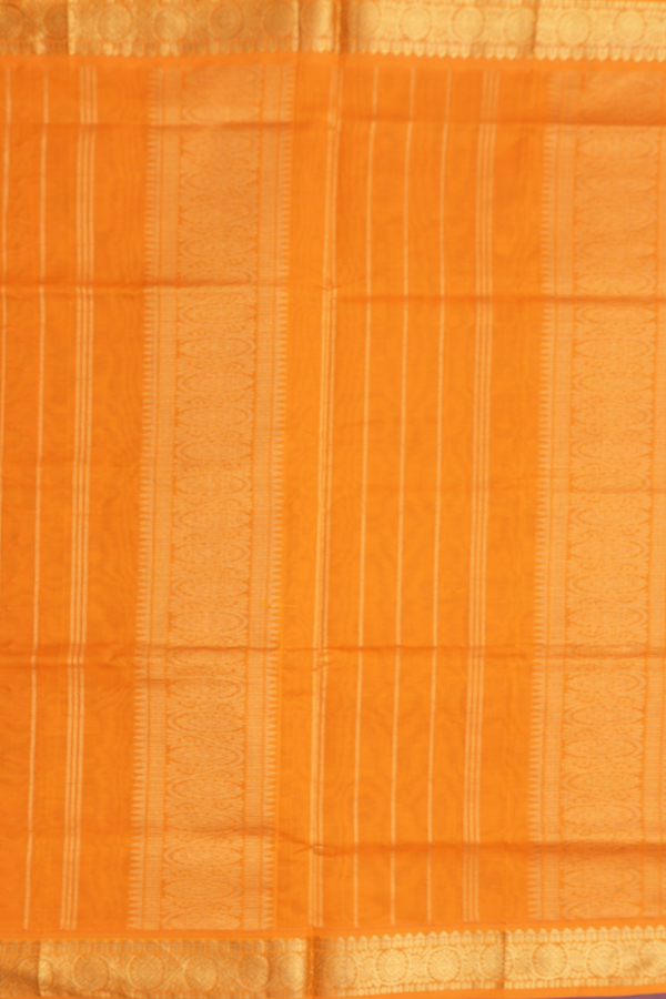 Silk Cotton Saree In Forest Green With Peacock Design