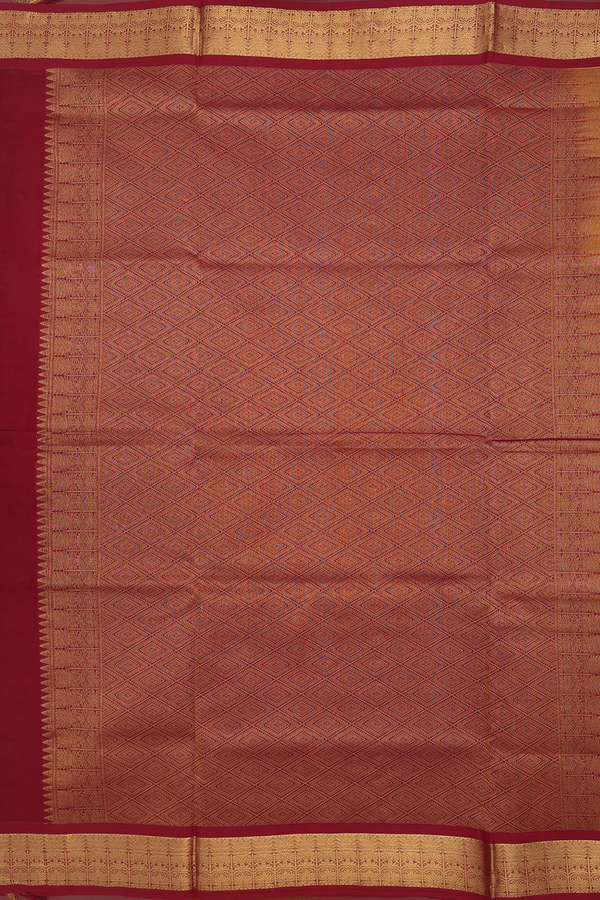 Silk Cotton Saree In Golden Yellow With Allover Design