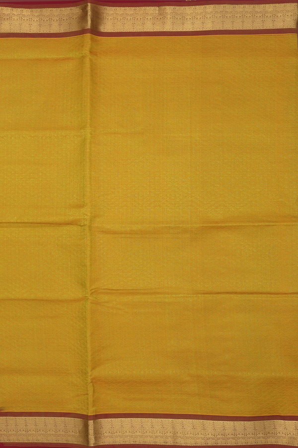 Silk Cotton Saree In Golden Yellow With Allover Design