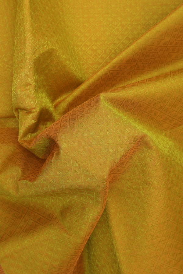 Silk Cotton Saree In Golden Yellow With Allover Design