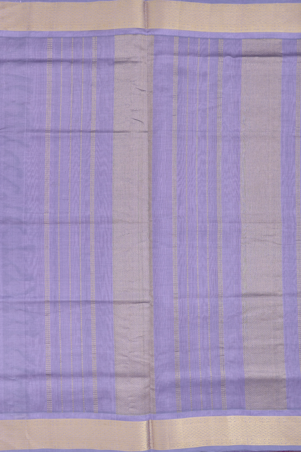 Silk Cotton Saree In Purple With Stripes Design