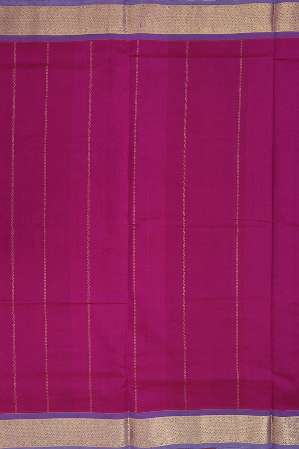 Silk Cotton Saree In Purple With Stripes Design