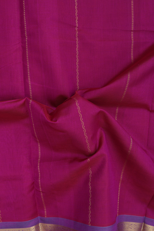 Silk Cotton Saree In Purple With Stripes Design