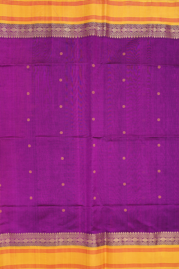 Silk Cotton Saree In Grape Purple With Threadwork Buttas