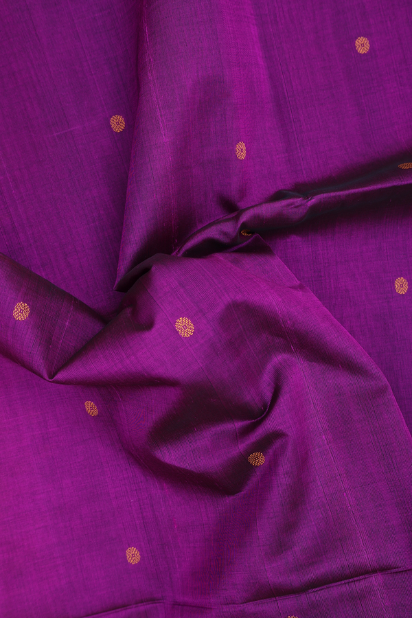 Silk Cotton Saree In Grape Purple With Threadwork Buttas