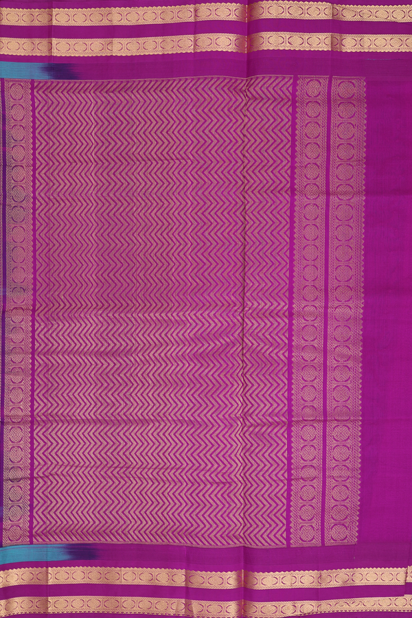 Silk Cotton Saree In Greenish Blue With Rudraksh Border