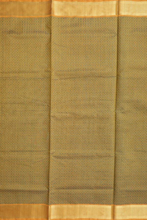 Silk Cotton Saree In Greenish Brown With Paai Madippu Kattai