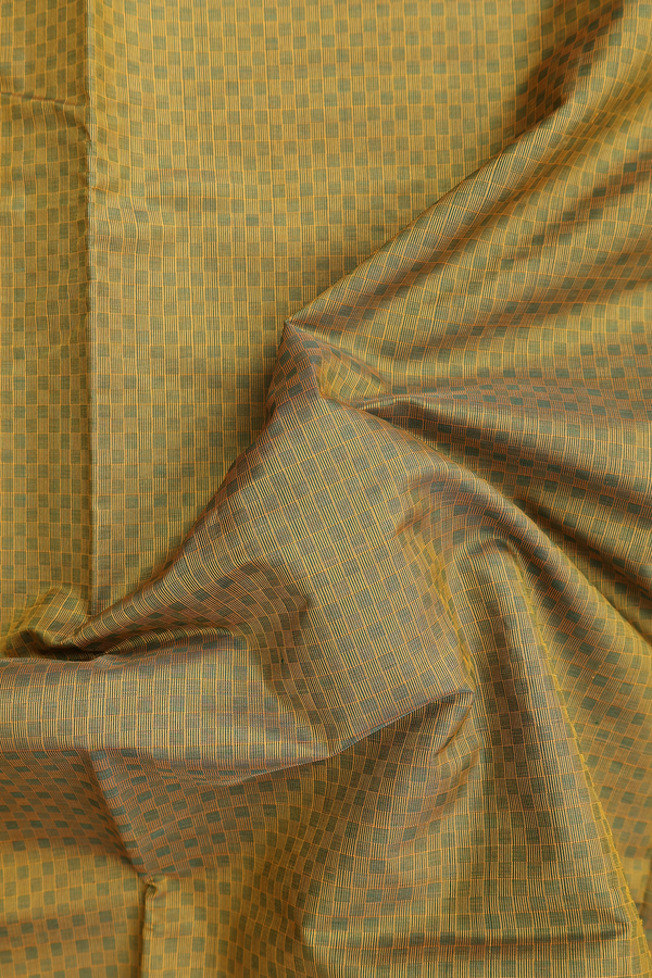 Silk Cotton Saree In Greenish Brown With Paai Madippu Kattai