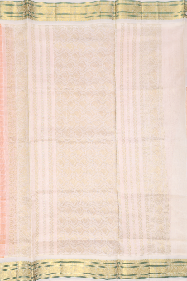 Traditional Silk Cotton Saree Honey Orange With Checks Design