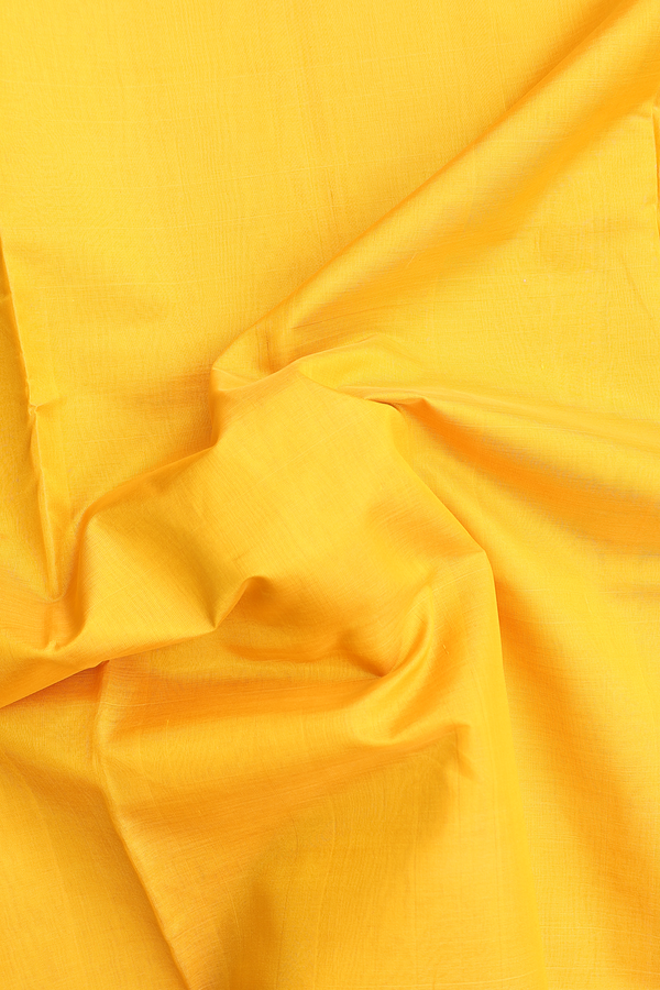 Silk Cotton Saree In Honey Yellow With Contrast Border