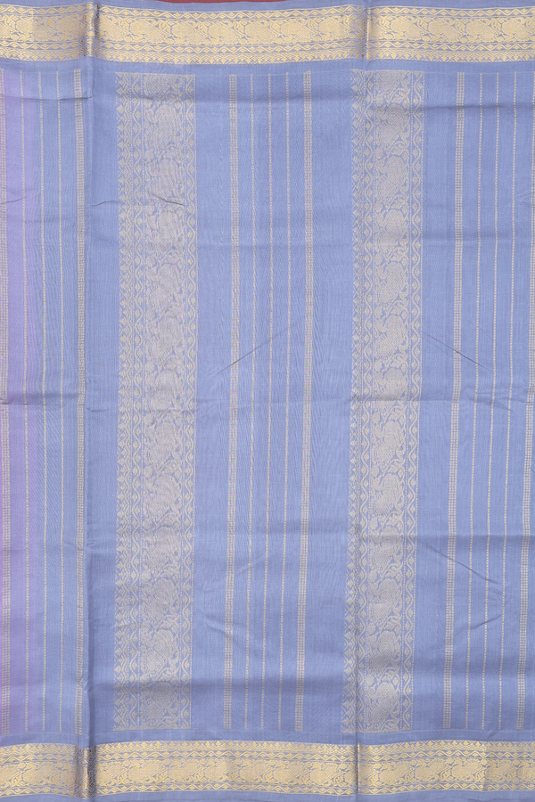 Silk Cotton Saree In Lavender With Stripes Design