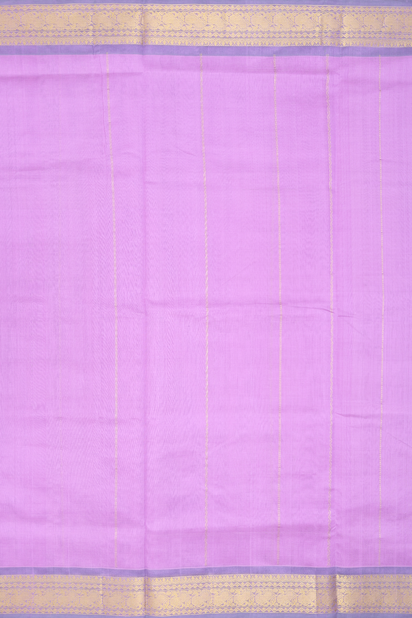 Silk Cotton Saree In Lavender With Stripes Design