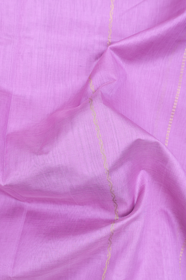 Silk Cotton Saree In Lavender With Stripes Design