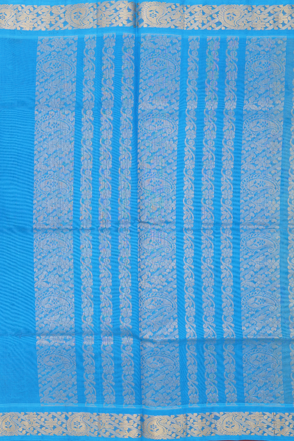 Silk Cotton Saree In Lemon Yellow With Floral Design