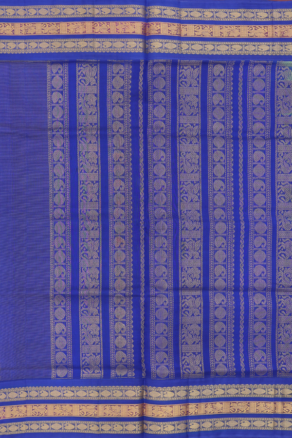 Silk Cotton Saree In Lime Green With Stripes Along Buttas