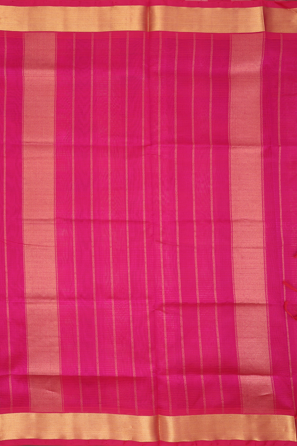 Silk Cotton Saree In Magenta And Beige With Checks Design