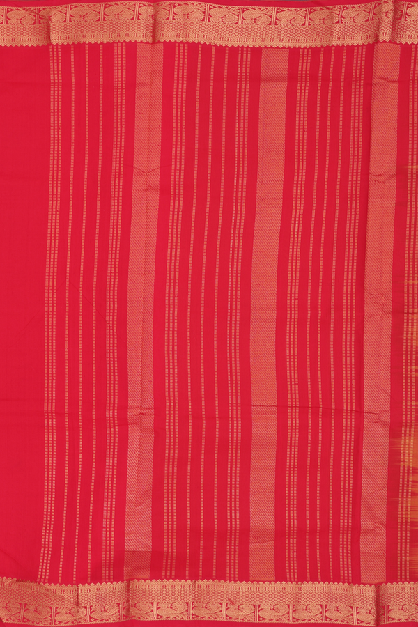 Silk Cotton Saree In Mustard Yellow With Paisley Buttas