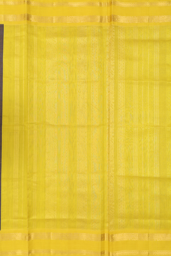 Silk Cotton Saree In Navy Blue With Contrast Border