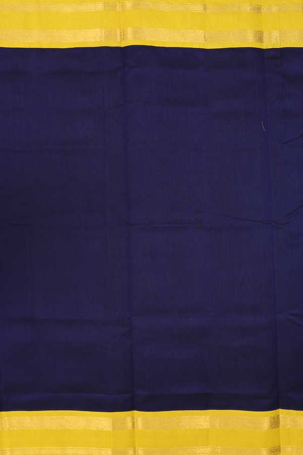 Silk Cotton Saree In Navy Blue With Contrast Border