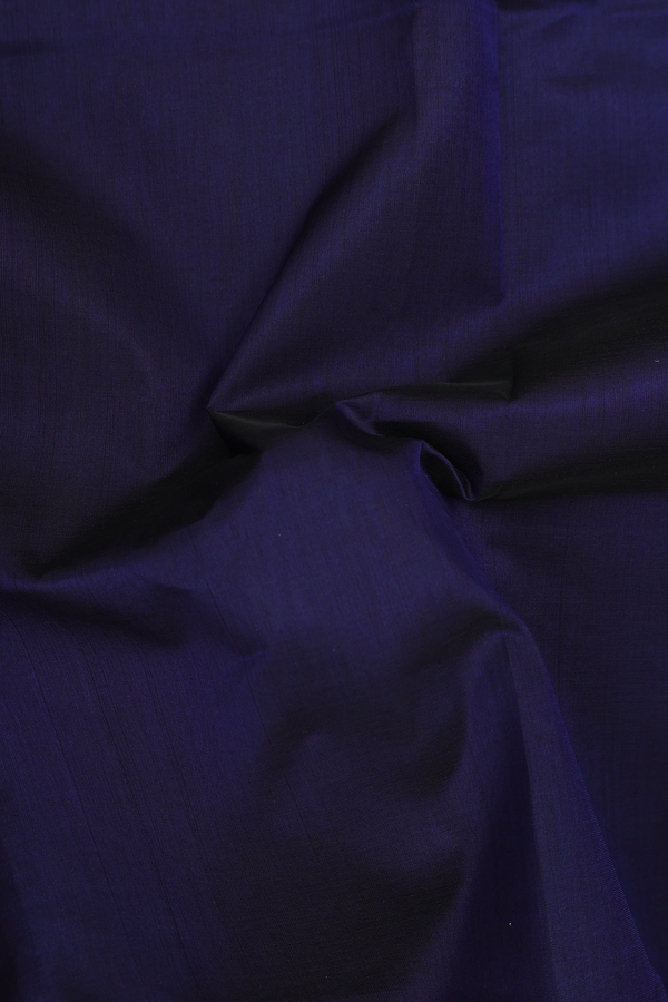 Silk Cotton Saree In Navy Blue With Contrast Border