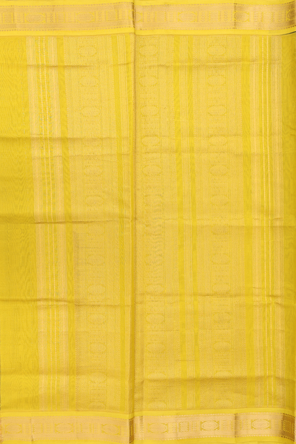 Silk Cotton Saree In Navy Blue With Stripes Design