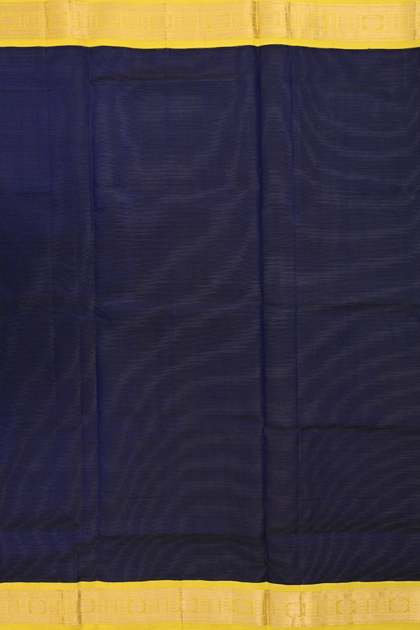 Silk Cotton Saree In Navy Blue With Stripes Design