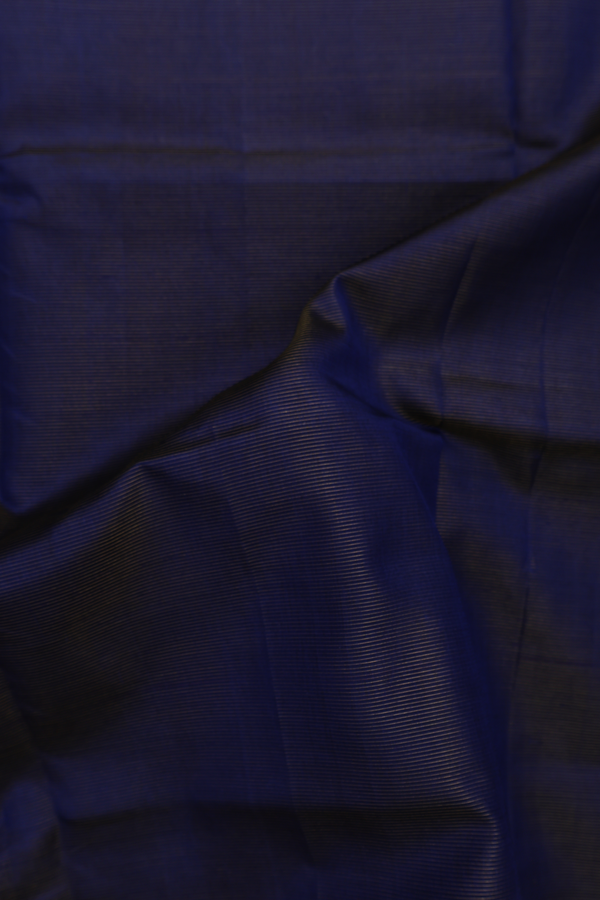 Silk Cotton Saree In Navy Blue With Stripes Design