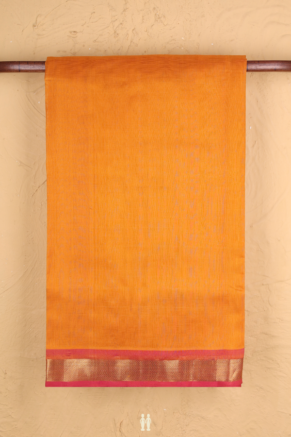 Silk Cotton Saree In Orange With Contrast Border