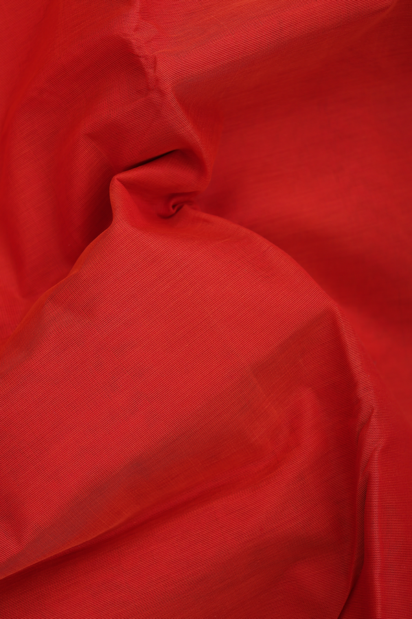 Silk Cotton Saree In Orange With Contrast Border