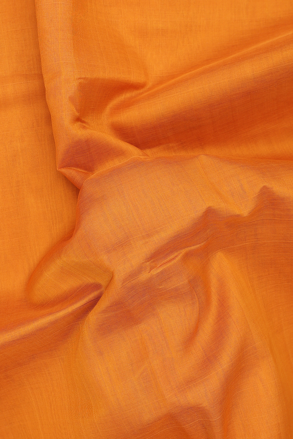 Silk Cotton Saree In Orange With Contrast Border