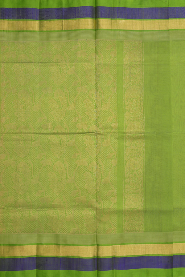 Silk Cotton Saree In Orange With Printed Design