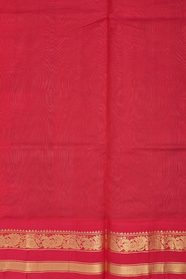 Silk Cotton Saree In Oxford Brown With Printed Design