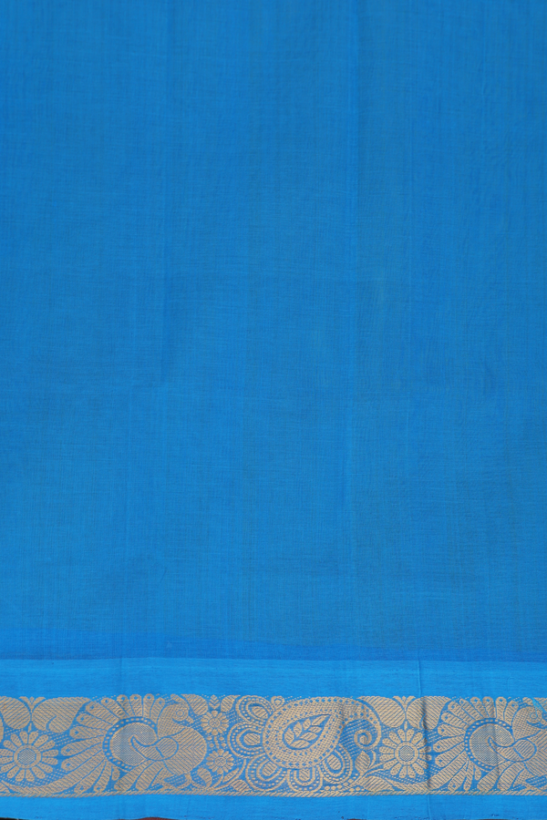 Silk Cotton Saree In Parrot Green With Paisley Buttas