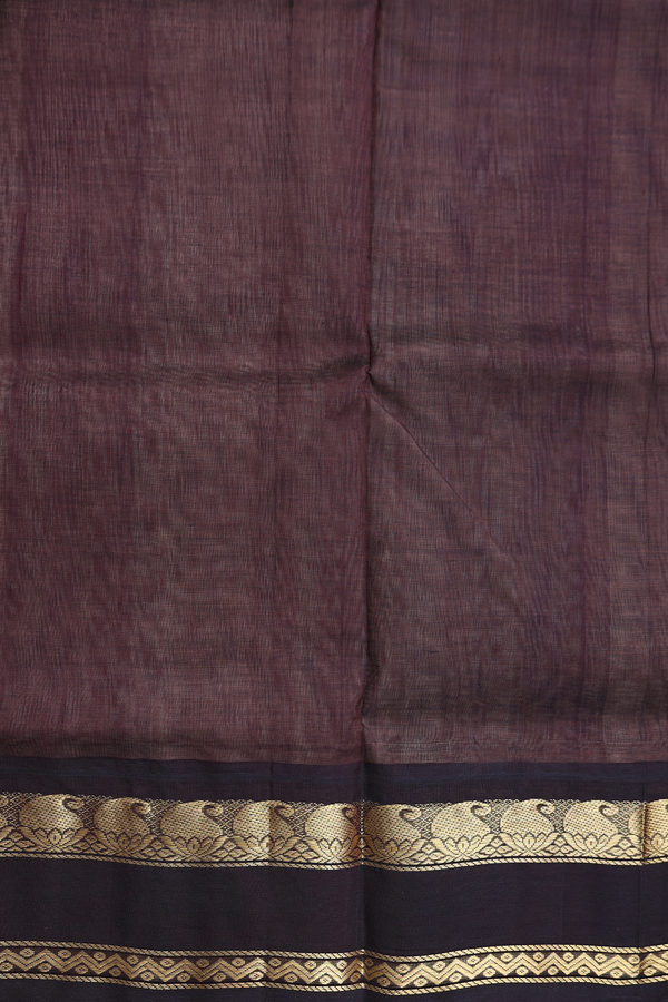 Silk Cotton Saree In Pastel Brown With Zari Border