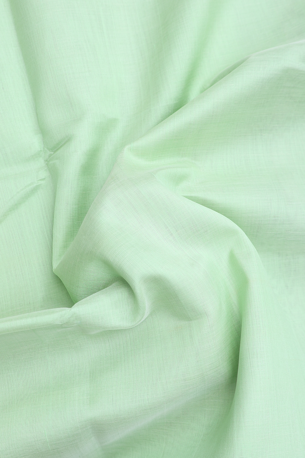 Silk Cotton Saree In Pastel Green With Contrast Border